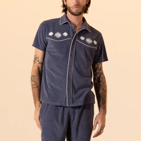 Dandy Del Mar The Tropez Terry Cloth Shirt Moontide Blue Men's size large - Picture 1 of 7